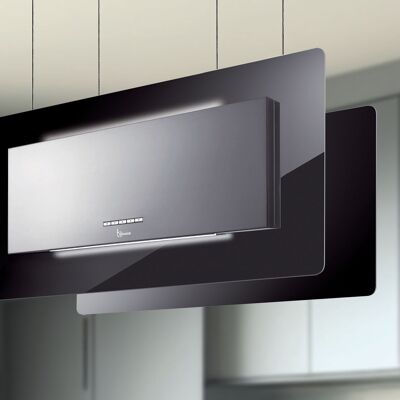 CAPUCHE TRISIA cm.90 - Acier inoxydable, verre noir - 800 m3/h