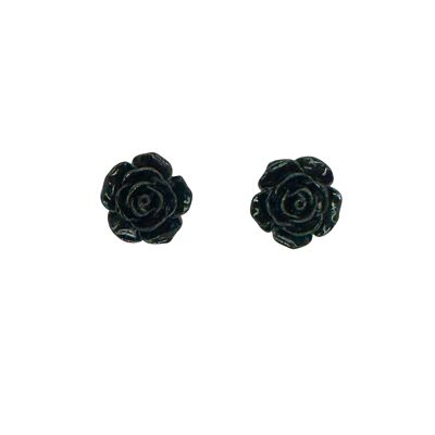 Boucles d'oreilles noires Rosae