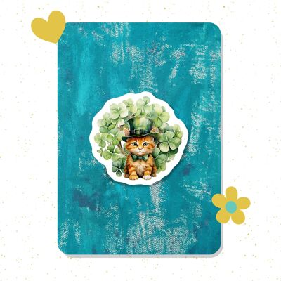 Lucky Kitten St.Patrick's Day Vinyl Sticker