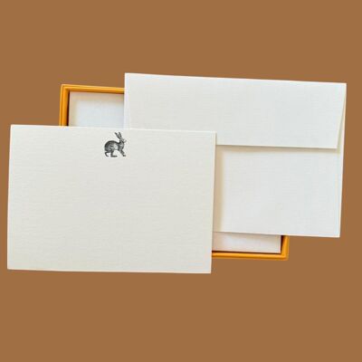 Ensemble de cartes de vœux Lièvre avec enveloppes vergées