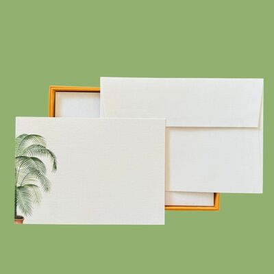 Ensemble de cartes postales Palmier en pot avec enveloppes vergées