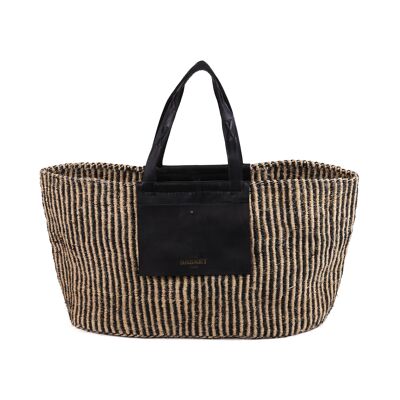 MSTARI : Sac week-end tissé à fines rayures noires
