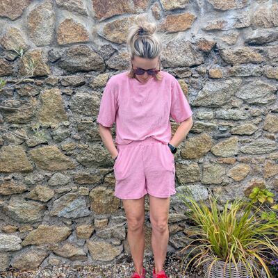 Pink Towel effect Shorts and Top set