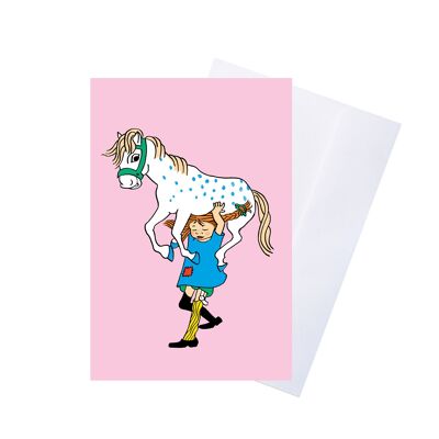 Pippi - Carte de vœux avec enveloppe - Rose