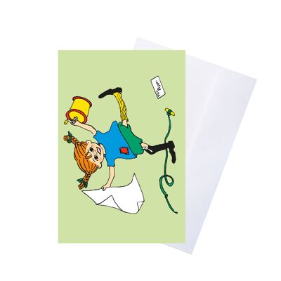 Pippi - Carte de vœux avec enveloppe - Vert