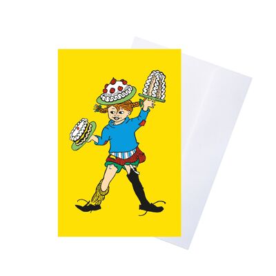 Pippi - Carte de vœux avec enveloppe - Jaune