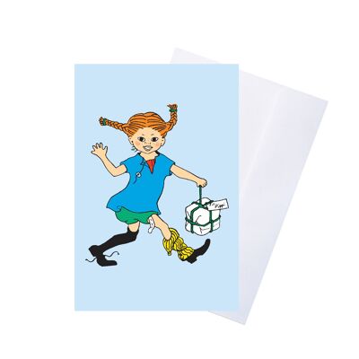 Pippi - Carte de vœux avec enveloppe - Bleu