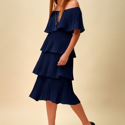 Übergroßes Midi-Lagenkleid in Marineblau