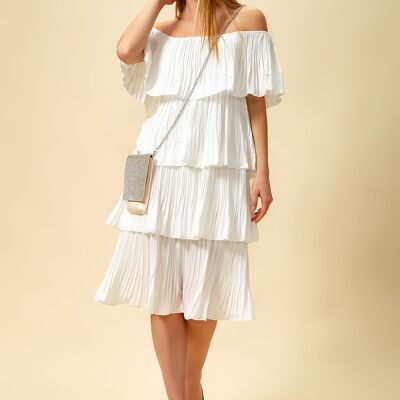 Übergroßes Midi-Lagenkleid in Weiß