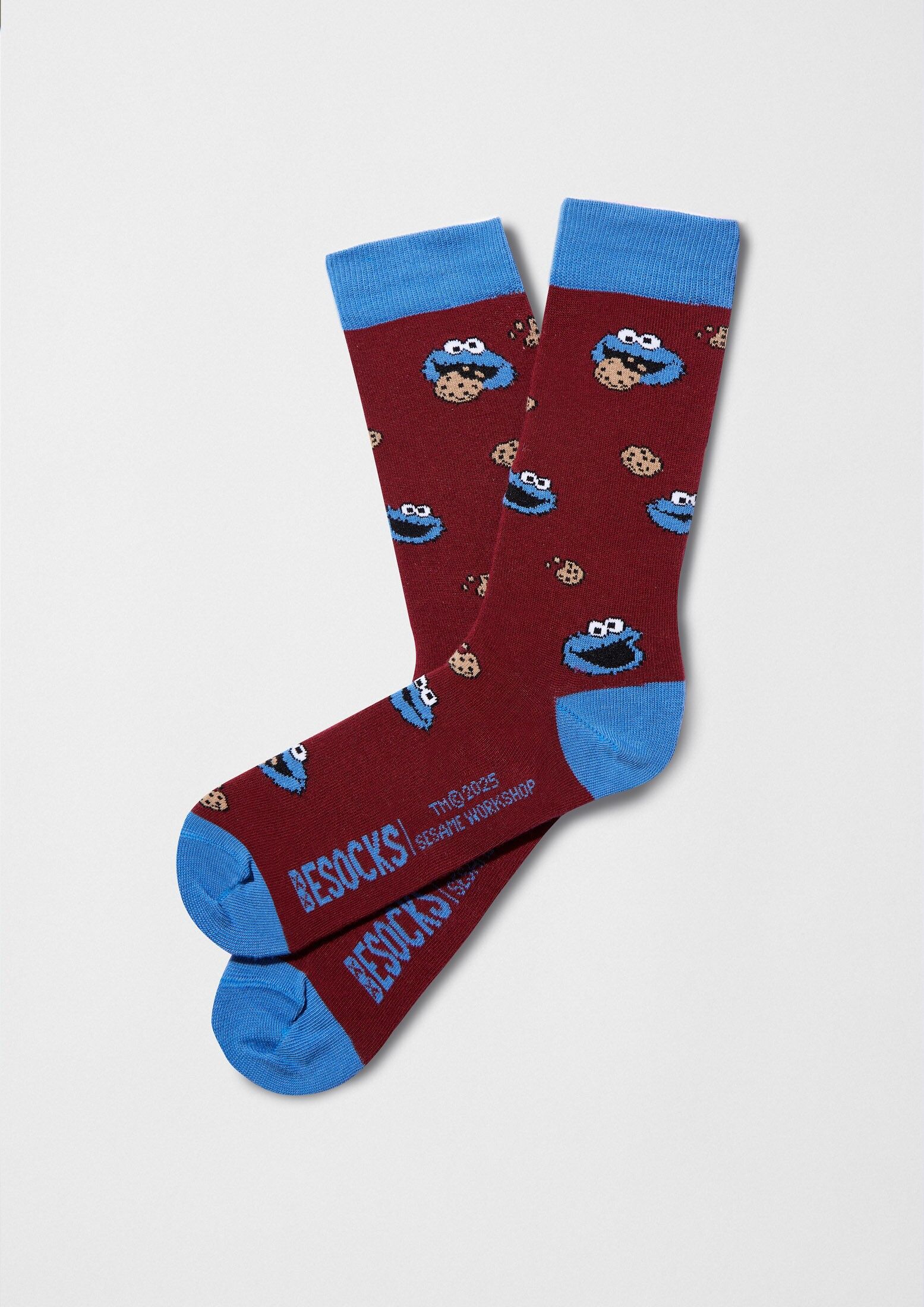 BeSesameStreet Cookie Monster Burgundy - 100% Organic Cotton Socks