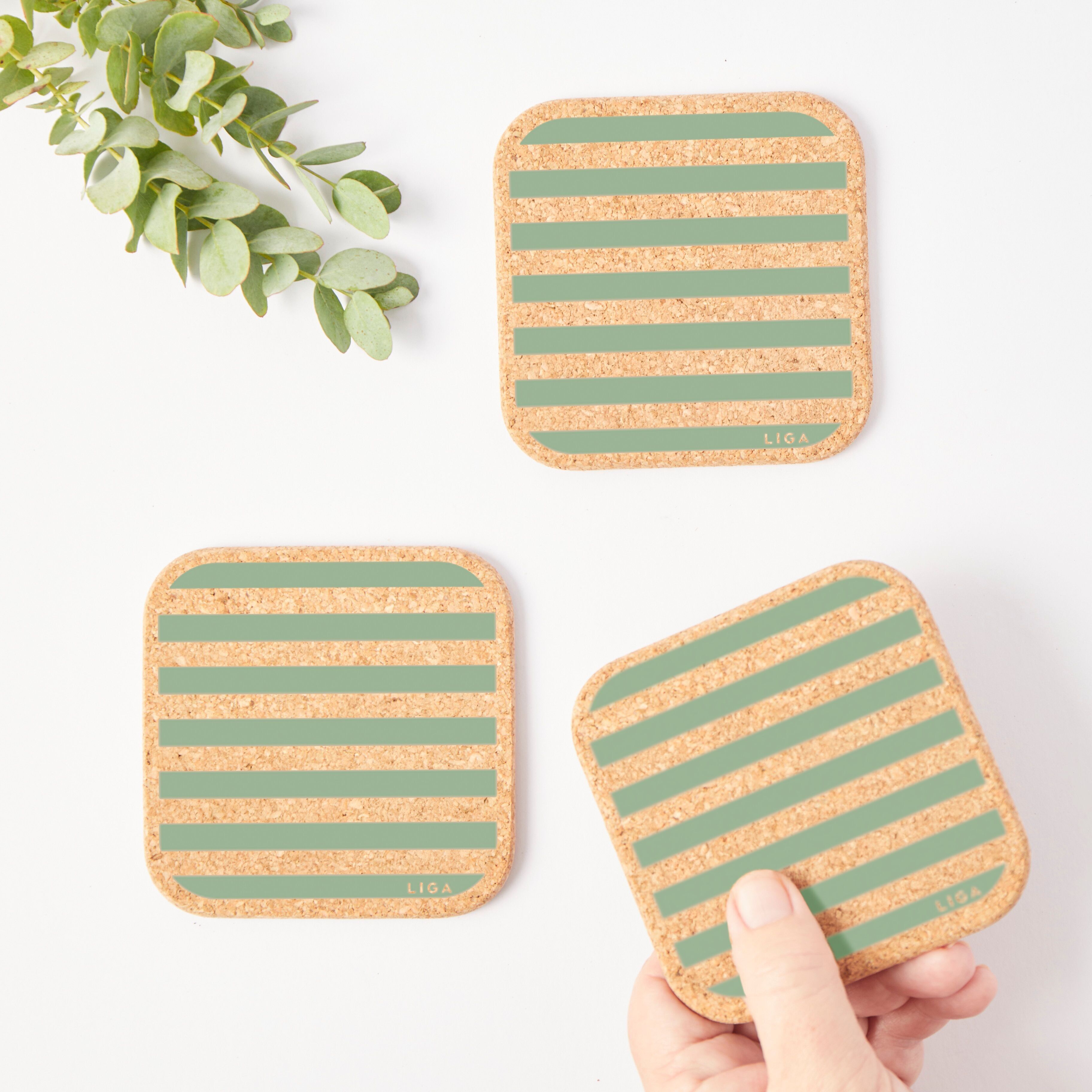 Korkuntersetzer | Grüne Streifen