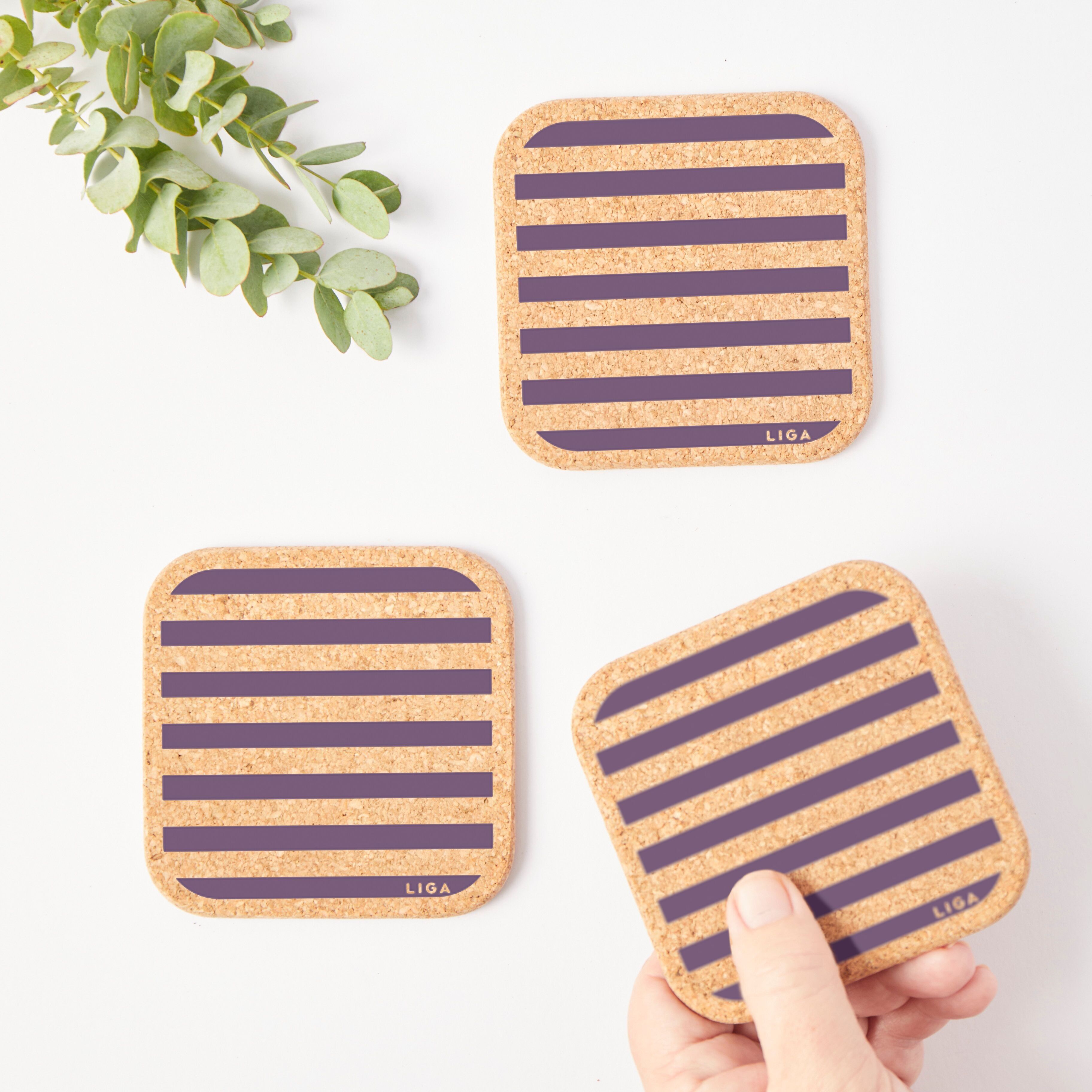 Korkuntersetzer | Lila Streifen