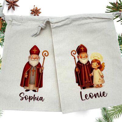 Bolsa de Papá Noel personalizada de algodón/yute – Bolsa de regalo para niños – Embalaje sostenible – Bolsa de Papá Noel con nombre