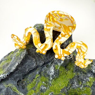 🐍Golden and White Python Acetate Hair Clip – Striking Reptile - Inspired Hair Accessory