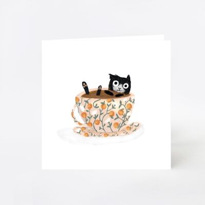 Tarjeta de felicitación Gato en una taza