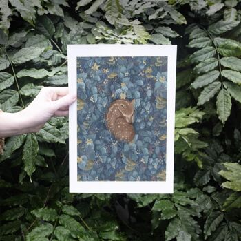 Cerf endormi Art Print1 2