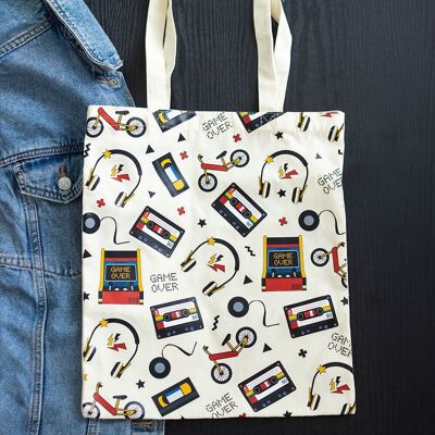 Sac fourre-tout en polycoton imprimé rétro années 80