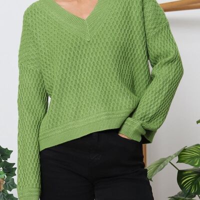 Pull Texturé Col V – Confort & Style au Quotidien