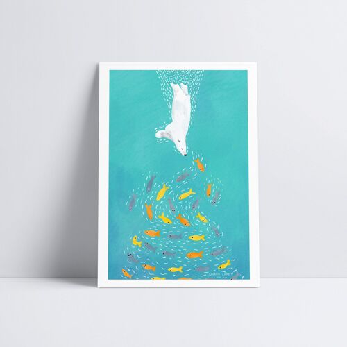 Polar Bear Diving Art Print4