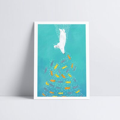 Polar Bear Diving Art Print4