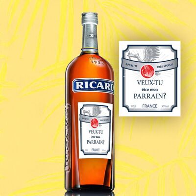 Etichetta per bottiglia di Pastis – Richiesta o annuncio dello sponsor – Parodia di Ricard – Formato 75 x 90 mm