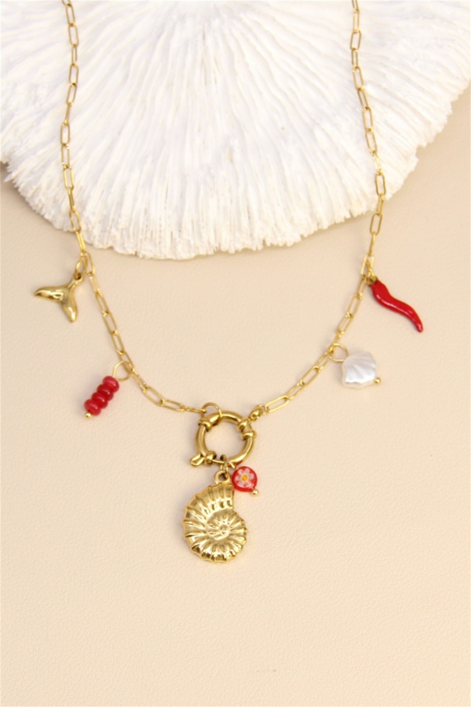 Bohemian Links & Charms Necklace – Stainless Steel