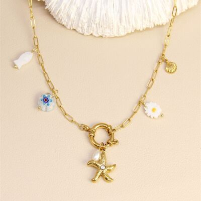 COLLIER AVEC 6 CHARM'S INTERCHANGEABLES – ACIER INOXYDABLE