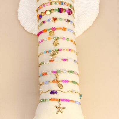 Set di 12 bracciali in acciaio inossidabile – Edizione arcobaleno – Espositore gratuito