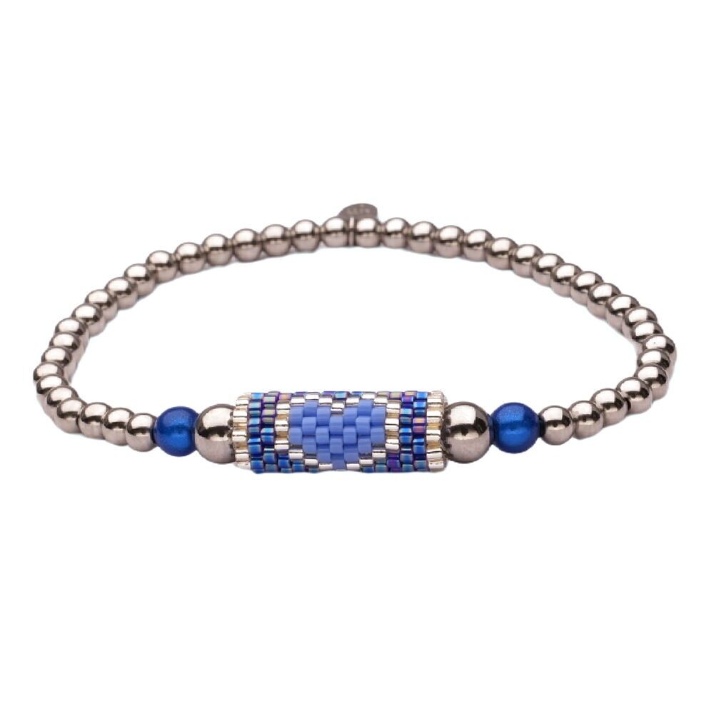Bracciale LizzyMae in acciaio inossidabile argento blu