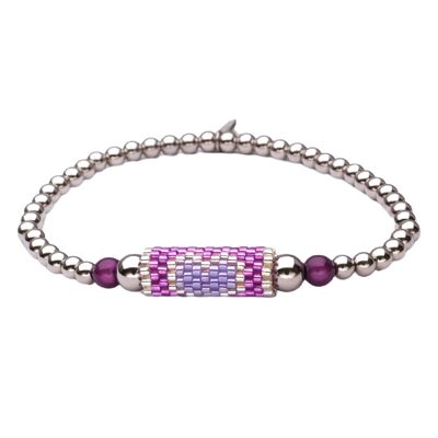 Bracelet LizzyMae en acier inoxydable argenté violet