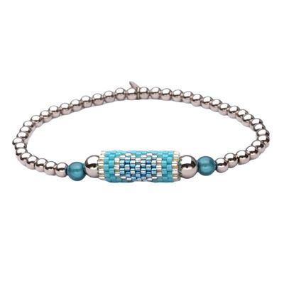 Bracelet LizzyMae en acier inoxydable argenté aqua