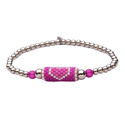Bracelet LizzyMae en acier inoxydable argent fuchsia