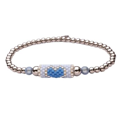 Bracelet LizzyMae en acier inoxydable argenté bleu clair