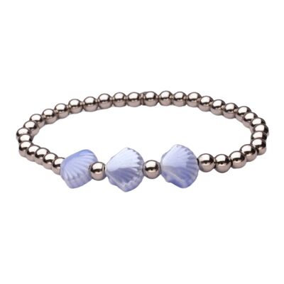 Bracelet LizzyMae en acier inoxydable argenté coquillage bleu clair