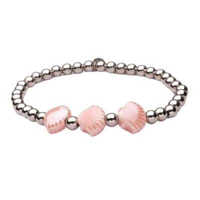 Bracelet LizzyMae en acier inoxydable avec coquillage argenté rose clair