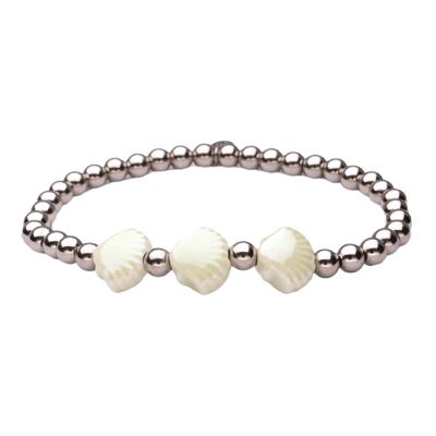 Bracelet LizzyMae en acier inoxydable argenté coquillage vert clair