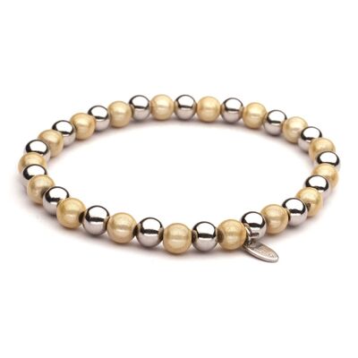Bracelet LizzyMae en acier inoxydable argenté et perles jaunes douces