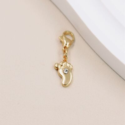 Stainless Steel Foot Pendant with Rhinestones - Dazzling Style