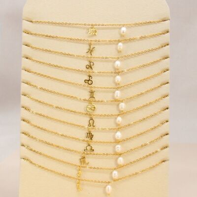 Set of 12 stainless steel astrological sign necklaces
