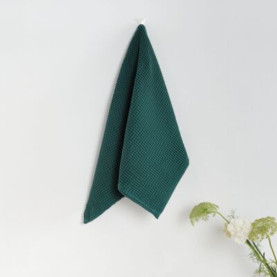 Pack de 2 unités.Torchon de cuisine 100 % coton gaufré Esmeralda
