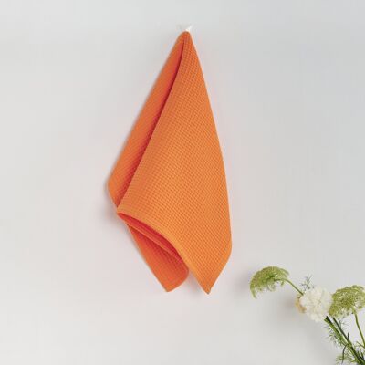 Pack de 2 unités.Torchon de cuisine 100 % coton gaufré, orange clair