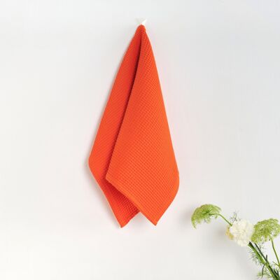 Pack de 2 unités.Torchon de cuisine 100 % coton gaufré, orange foncé