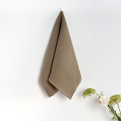 Pack de 2 unités.Torchon gaufré 100 % coton couleur noyer