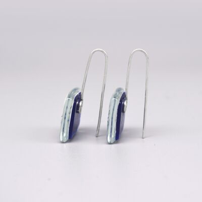 Boucles d'oreilles vagues en verre et argent sterling 925, bijoux artisanaux fabriqués en Espagne