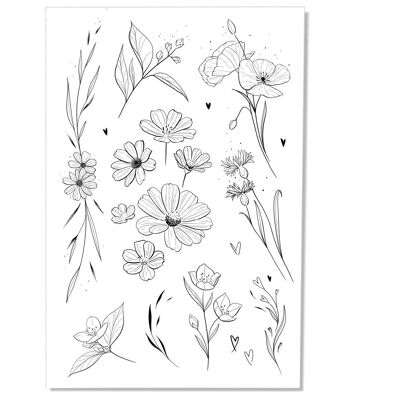 Set of temporary tattoos: The breath of flowers