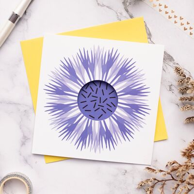 Carte Grande Fleur - Découpe Cercle - Bleuet Blanc