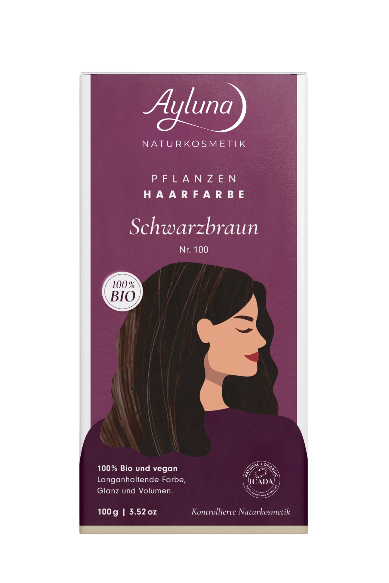 Coloration des cheveux à base de plantes noir brun n ° 100