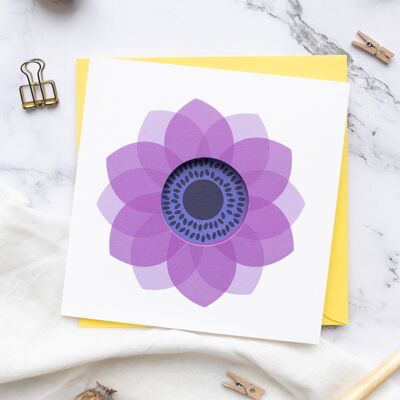 Carte Grande Fleur - Découpe Cercle - Anémone Vierge