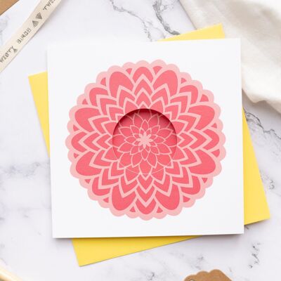 Carte Grande Fleur - Découpe Cercle - Dahlia Blanc