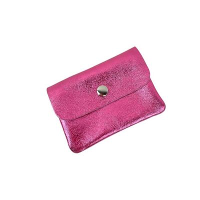 Portefeuille compact en cuir brillant pour femme